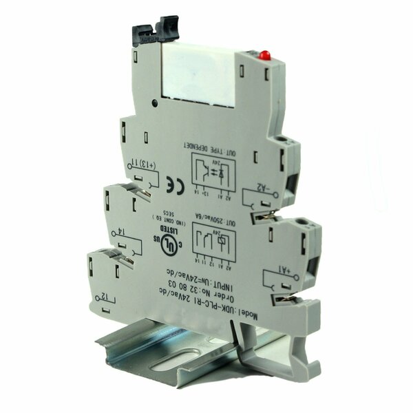 Asi Relay Terminal Block, 24Vac/dc Interposing Relay, 24V Relay DIN Rail Mount, 250Vac, 6A Contact ASI328003